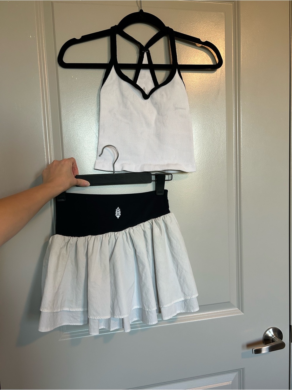 FP Movement by Free People Black and White Circle Skater Mini Skirt and Top Set